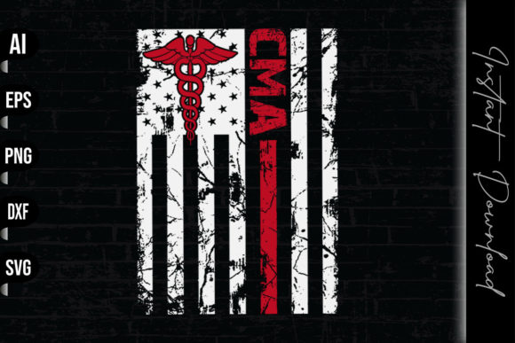CMA Certified Medical Assistant USA Flag Graphics
