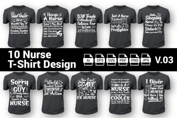 Nurse T-Shirt Design Bundle Vol 3: Graphics & Print Templates