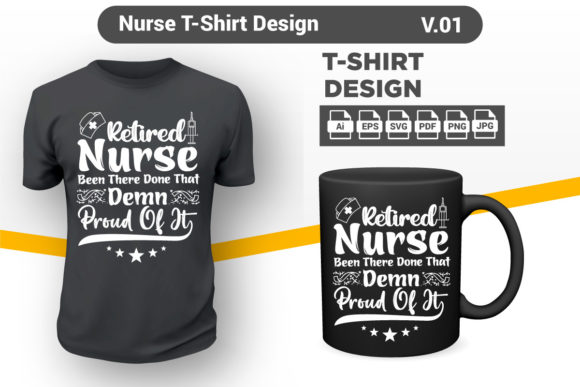 Nurse Typography T Shirt Design V01: Graphics & Print Templates
